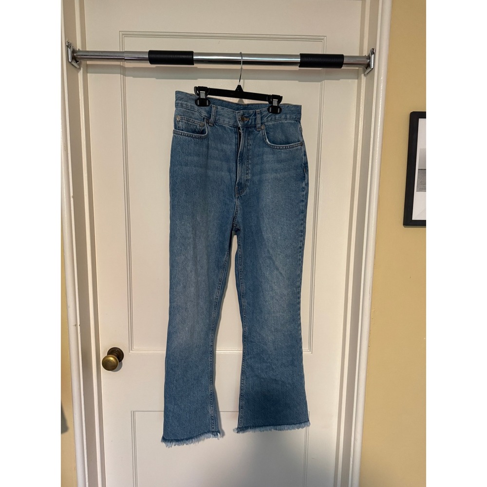 FARM Rio Womens Jeans Size 28‎ Denim High Rise Cropped Frayed Hem Blue